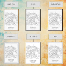 Load image into Gallery viewer, Edinburgh Street Map, United Kingdom Map, Europe City Map Art, Minimalist Art, Wall Art, Canvas Print, Travel Décor, Living Room Wall Art,