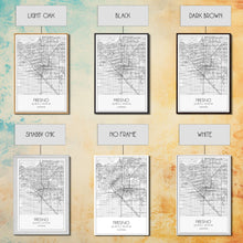 Carregar imagem no visualizador da galeria, Fresno Street Map, California Map, City Map Art, Minimalist Art, Wall Art, Canvas Print, Bar Wall Art, Teen Gift, Travel Wall Art,