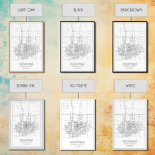 Load image into Gallery viewer, Sioux Falls Street Map, South Dakota Map, City Map Print, Minimalist Art, Wall Art, Canvas Print, Dorm Room Décor, Gifts For Her