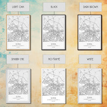 Cargar imagen en el visor de la galería, Sofia Street Map, Bulgaria Map, City Map Print, Minimalist Art, Wall Art, Canvas Print, Home Office Wall Art, Friend Gift, Travel Print
