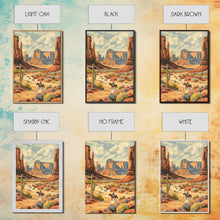 Load image into Gallery viewer, Cowboy in Southwestern Desert Landscape - Framed Canvas Print, Western Wall Art, Desert Scene Art, Cactus Decor for Living Room