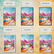 Load image into Gallery viewer, Bright Southwestern Landscape Art - Framed Canvas Print, Desert Decor, Vibrant Living Room Wall Art, Colorful Nature Scene