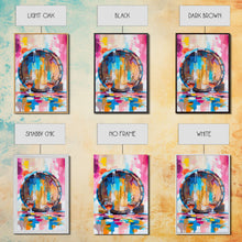 Carregar imagem no visualizador da galeria, Abstract Wine Barrel with Glasses - Framed Canvas Print, Modern Wine Art, Bar Decor, Wine Lover's Gift