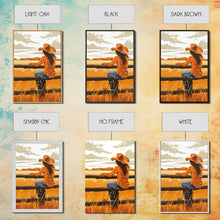Cargar imagen en el visor de la galería, Contemplative Cowgirl on Fence Framed Canvas Print - Serene Western Decor, Country Wall Art for Living Room, Bedroom Artwork
