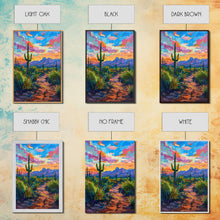 Carregar imagem no visualizador da galeria, Framed Canvas Print, Sunset Over Desert with Cacti, Stunning Wall Art for Living Room or Bedroom Decor