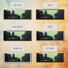 Carregar imagem no visualizador da galeria, 80s style Cyberpunk Japanese City, Retro Punk Tokyo, Framed Canvas Print, Framed Wall Art, Large Panoramic Wall Decor