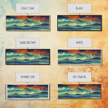 Load image into Gallery viewer, Beautiful Fantasy Mountain Landscape With Orange Clouds, Framed Canvas Print, Ready To Hang Panoramic Wall Decorr