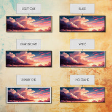 Load image into Gallery viewer, Beautiful Panoramic Framed Canvas Print of Red and Pink Clouds and Sunset, Framed Wall Art, Wall Decor, Living Room Art