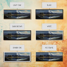 Cargar imagen en el visor de la galería, Contemporary Mountain Oil Painting Framed Canvas Print | Huge Wall Decor | Panoramic Nature / Landscape Painting | Wood Frame Art