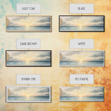 Load image into Gallery viewer, Panoramic Sea Canvas Oil Painting Print, Holiday Seascape Art, Blue Sky Cloud Mural Living Room Decor Painting Framed Wall Art