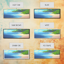 Carregar imagem no visualizador da galeria, Canvas Tropical Beach Wall Art, Seashore, Palm Trees, Island, Beach Scene Art Print, Wall Decor, Green, Panoramic, Wall Art, Canvas Print