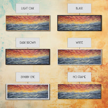Carregar imagem no visualizador da galeria, Abstract Sea Horizon Wall Art, Vibrant Abstract, Framed Print Art, Sunset, Ocean, Textured Abstract Panoramic, Wall Art, Canvas Print