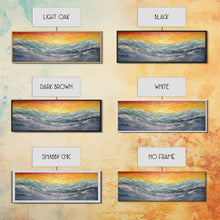 Carregar imagem no visualizador da galeria, Abstract Sea Wall Art, Vibrant Abstract, Framed Art, Sunset, Ocean, Abstract Nature, Textured Abstract, Panoramic, Wall Art, Canvas Print