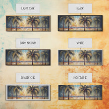 Carregar imagem no visualizador da galeria, Abstract Beach Canvas Art Print, Sunset, Coconut Trees, Textured Abstract Print, Canvas Wall Art Beach, Panoramic, Wall Art, Canvas Print