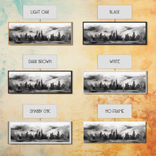 Carregar imagem no visualizador da galeria, Abstract City Art, Cityscape Wall Art, City Skyline Wall Art, Black And White Urban Art Print, Wall Decor, Panoramic, Wall Art, Canvas Print
