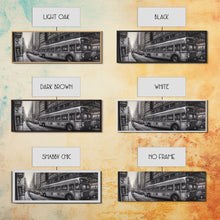 Load image into Gallery viewer, Detailed Street Pencil Sketch Canvas Print, City Wall Art, Bus, Cars, Traffic, Buildings, Urban Art Print, Panoramic, Wall Art, Canvas Print