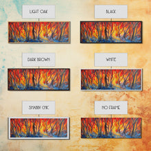 Carregar imagem no visualizador da galeria, Flames In The Woods Canvas Art Print, Forest Fire, Red Flame, Wall Decor, Framed Large Canvas Print, Panoramic, Wall Art, Canvas Print