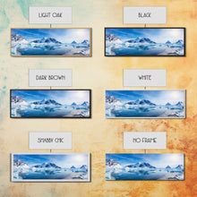 Load image into Gallery viewer, Beautiful Photographic Panoramic of Antarctica, Sunset Photography, Winter Decor, Christmas Deco, Framed Canvas Print, Landscape Photography