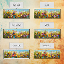 Carregar imagem no visualizador da galeria, Panoramic Wild Flower Mural Canvas Print, Framed Wall Art, Minimalist Decor, Abstract Oil Painting Of Flowers, Floral Art