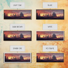 Load image into Gallery viewer, Cyberpunk City, Night City Watercolor, Ready To Hang Canvas Print, Panoramic, Videogame Concept Art, Watercolor Painting Of a Cyberpunk City