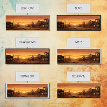 Carregar imagem no visualizador da galeria, Abandoned Wildwest Ghost Town Framed Canvas Print, Panoramic Wall Art, Wild West Decor, Southwestern Farmhouse Decor, Boom Town Art