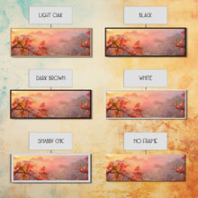 Load image into Gallery viewer, Dew Covered Spiderweb In The Fall, Framed Canvas Print, Autumn Centerpiece, Fall Leaves In The Autumn