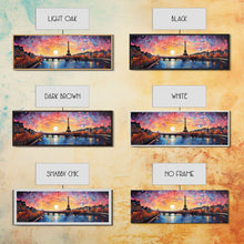 Load image into Gallery viewer, Eiffel Tower Abstract Paris France Panoramic Framed Canvas Print, Van Gogh Inspired Original Painting, Colorful Wall Art