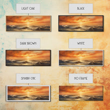 Load image into Gallery viewer, Framed Wall Art Print Set Sunset Horizon on Beach Shore Nature Ocean Oil Painting Nautical Scenic Colorful Multicolor Ultra