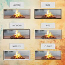 Carregar imagem no visualizador da galeria, Campfire On The Beach, Framed Canvas Print, Lakehouse Wall Art, Ocean Decor, Ocean Wall Art, Home & Office Decoration