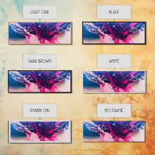 Carregar imagem no visualizador da galeria, Bubblegum Pink Abstract Explosion Art, Extra Large Wall Art, Framed Panoramic Canvas Print, Framed Wall Art