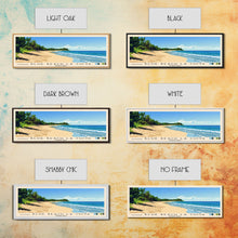 Load image into Gallery viewer, Blue Beach La Chiva, Puerto Rico Panoramic Beach Print, Vacation Gift, Puerto Rico Wall Art, Framed Canvas Print, Framed Beach Painting