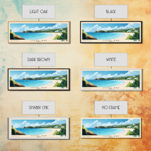 Load image into Gallery viewer, Cove Bay, Anguila Panoramic Beach Print, Vacation Gift, Anguila Wall Art, Framed Canvas Print, Framed Beach Painting