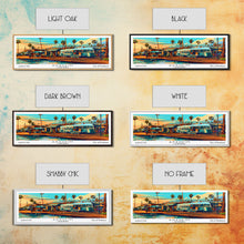 Load image into Gallery viewer, Anaheim California Panoramic Wall Art Framed Canvas Print, Mid Century Modern Art, Pop Art Style, Travel Poster, Home Decor, Retro Style