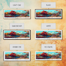 Load image into Gallery viewer, Baton Rouge Louisiana Panoramic Painting Framed Canvas Print, Mid Century Modern Art, Pop Art Style, Travel Poster, Wall Art Decor