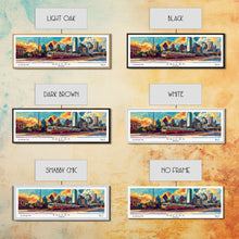 Load image into Gallery viewer, Dallas Texas Panoramic Wall Art Framed Canvas Print, Mid Century Modern Art, Pop Art Style, Travel Poster, Home Decor, Wall Hanging
