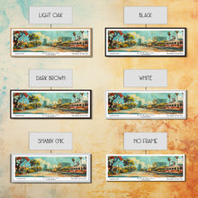Load image into Gallery viewer, Anaheim California Panoramic Wall Art, Retro Pop Art Framed Canvas Print, Mid Century Modern Travel Poster, Living Room Decor, Wall Hanging