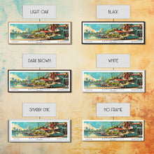 Load image into Gallery viewer, Baton Rouge Louisiana Panoramic Wall Art, Retro Pop Art Framed Canvas Print, Mid Century Modern Travel Poster, Living Room Decor, Office Art