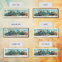 Load image into Gallery viewer, Cincinnati Ohio Panoramic Wall Art, Retro Pop Art Framed Canvas Print, Mid Century Modern Travel Poster, Living Room Decor, Wall Hanging, Office Art