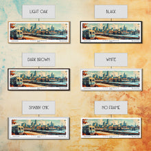 Load image into Gallery viewer, Columbus Ohio Panoramic Painting, Mid Century Modern Framed Canvas Print, Retro Pop Art Travel Poster, Wall Art, Home Decor, Office Art, Gift Idea
