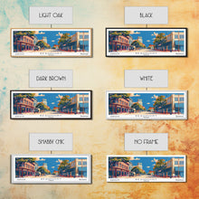 Load image into Gallery viewer, Beaumont Texas Panoramic Painting, Mid Century Modern Framed Canvas Print, Retro Pop Art Travel Poster, Living Room Wall Art, City Print