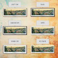 Load image into Gallery viewer, Berkeley California Panoramic Painting, Mid Century Modern Framed Canvas Print, Retro Pop Art Travel Poster, Home Decor, City Print