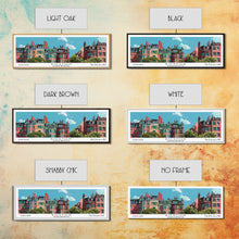 Load image into Gallery viewer, Boston Massachusetts Panoramic Painting, Mid Century Modern Framed Canvas Print, Retro Pop Art Travel Poster, Home Decor, City Art