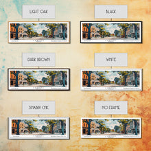 Load image into Gallery viewer, Carmel Indiana Panoramic Painting, Mid Century Modern Framed Canvas Print, Retro Pop Art Travel Poster, Home Decor, City Art