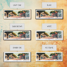 Cargar imagen en el visor de la galería, Carrollton Texas Panoramic Painting, Mid Century Modern Framed Canvas Print, Retro Pop Art Travel Poster, Office Wall Art, City Print