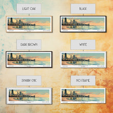 Cargar imagen en el visor de la galería, Chicago Florida Panoramic Painting, Mid Century Modern Framed Canvas Print, Retro Pop Art Travel Poster, Living Room Wall Art, City Art