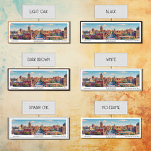 Cargar imagen en el visor de la galería, Fargo North Dakota Panoramic Painting, Mid Century Modern Framed Canvas Print, Retro Pop Art Travel Poster, City Wall Art
