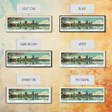 Carregar imagem no visualizador da galeria, Fort Wayne Indiana Panoramic Art, Mid Century Modern Framed Canvas Print, Retro Pop Art Travel Poster, Home Wall Decor