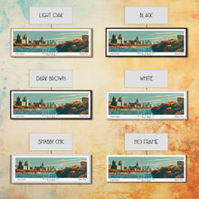 Carregar imagem no visualizador da galeria, Buffalo New York Panoramic Painting, Framed Canvas Print, Mid Century Modern Wall Art, Retro Pop Art Travel Poster, Office Decor, City Art