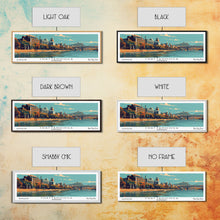 Cargar imagen en el visor de la galería, Chattanooga Tennessee Panoramic Painting, Framed Canvas Print, Mid Century Modern Wall Art, Retro Pop Art Travel Poster, Home Decor, City Art