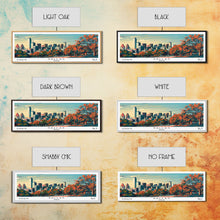 Load image into Gallery viewer, Dallas Texas Panoramic Painting, Framed Canvas Print, Mid Century Modern Wall Art, Retro Pop Art Travel Poster, Home Decor, City Art